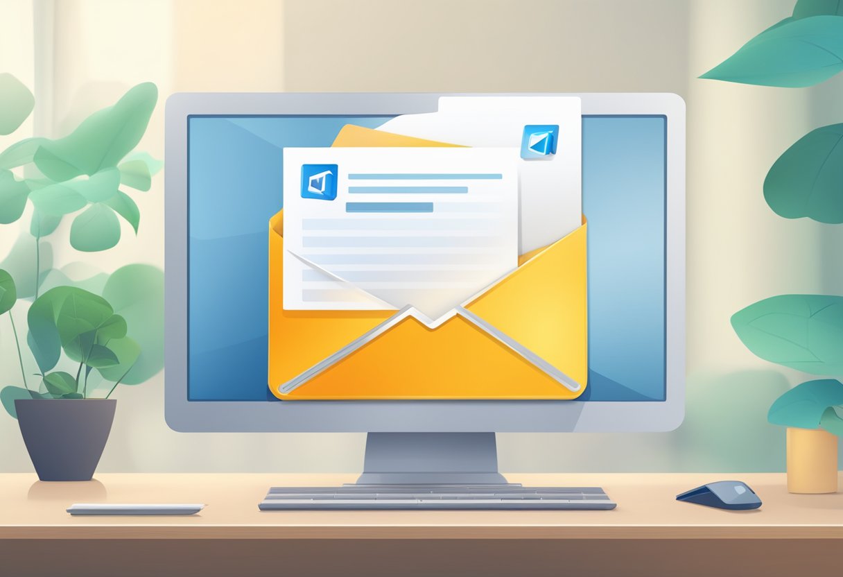 A computer screen displaying the Outlook email interface with a highlighted "Reply" button and an attached document icon