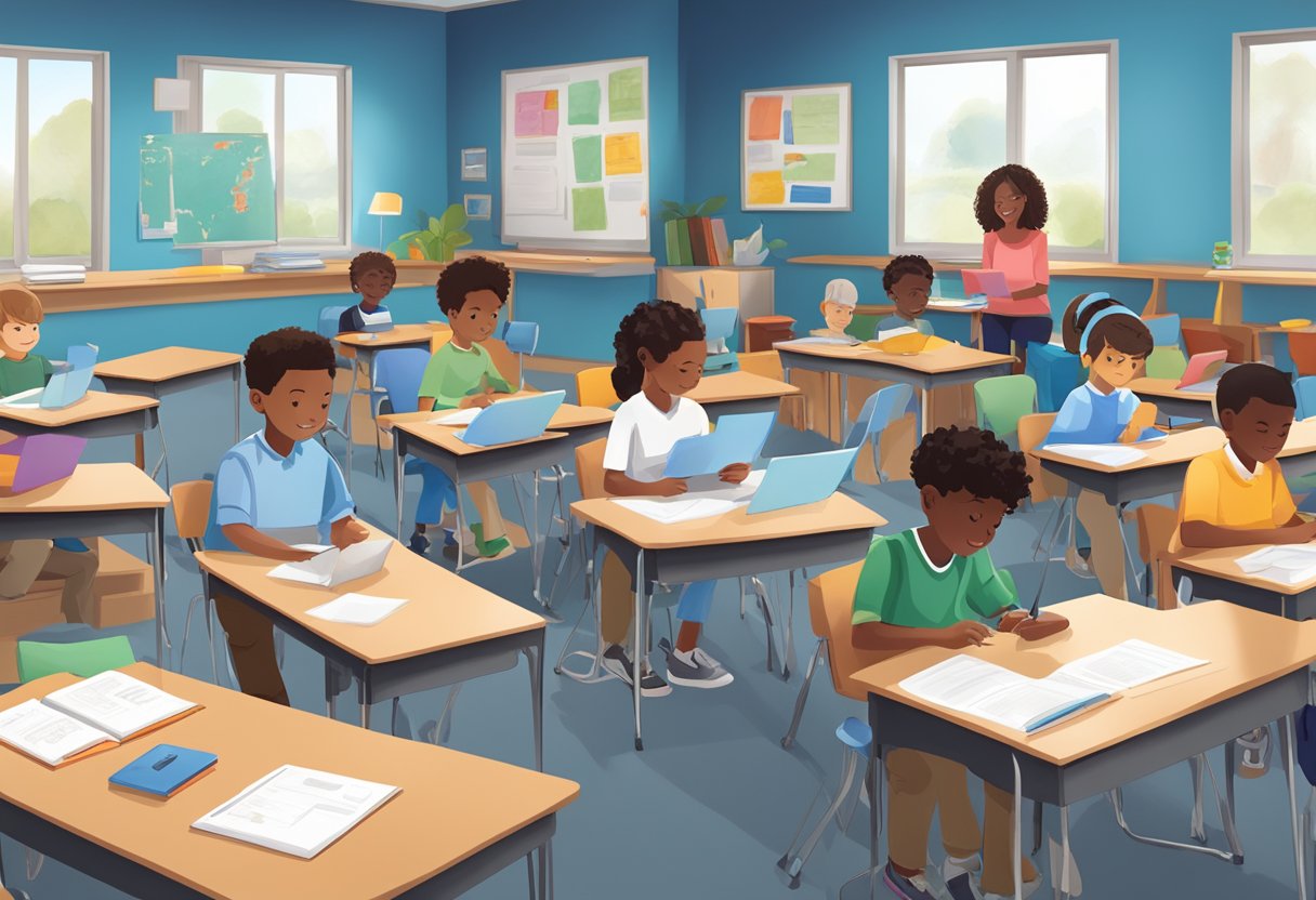 Lesson Planning for Project-Based Learning: Effective Strategies for Educators project-based learning, PBL LearningMole A classroom with diverse materials and technology for hands-on learning, with a clear lesson plan visible and students engaged in project-based activities