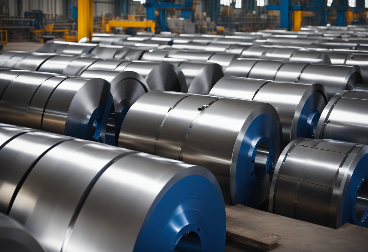 The ball mill liner plate factory produces rows of shiny, metal plates ready for installation