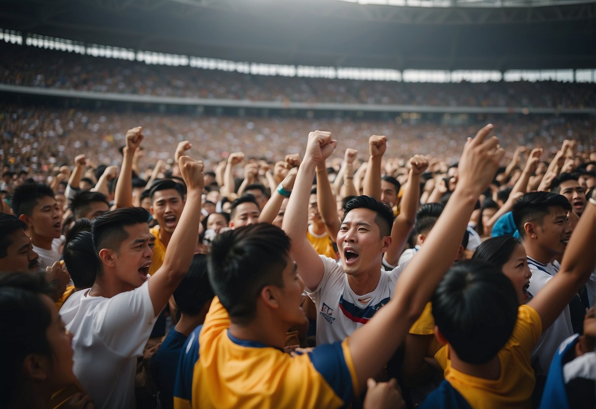 A crowded stadium erupts in cheers as the top 5 football teams in Thailand compete, showcasing the cultural impact of football in the country