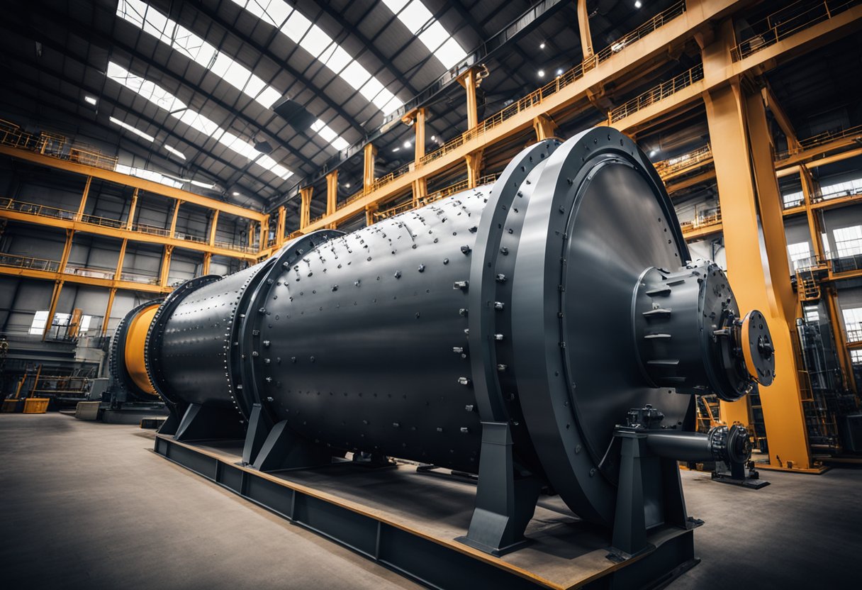 A liner ball mill with its components arranged in a precise and organized manner, showcasing its design and structure