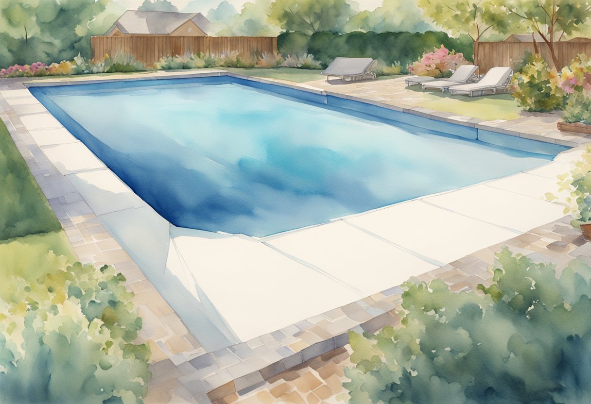 A pool cover rolls out over a clean, sparkling pool, sealing it from debris and keeping it safe and secure