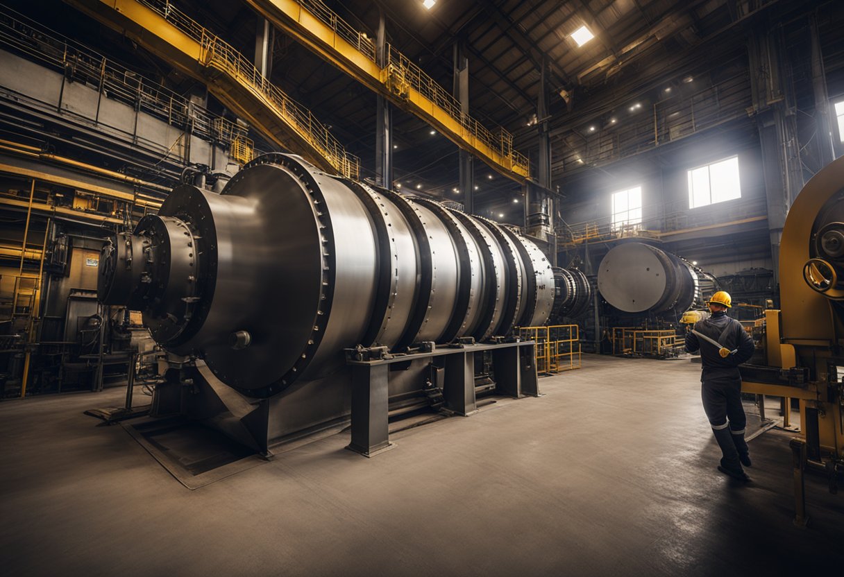 A technician installs and maintains a ball mill liner in a mining facility