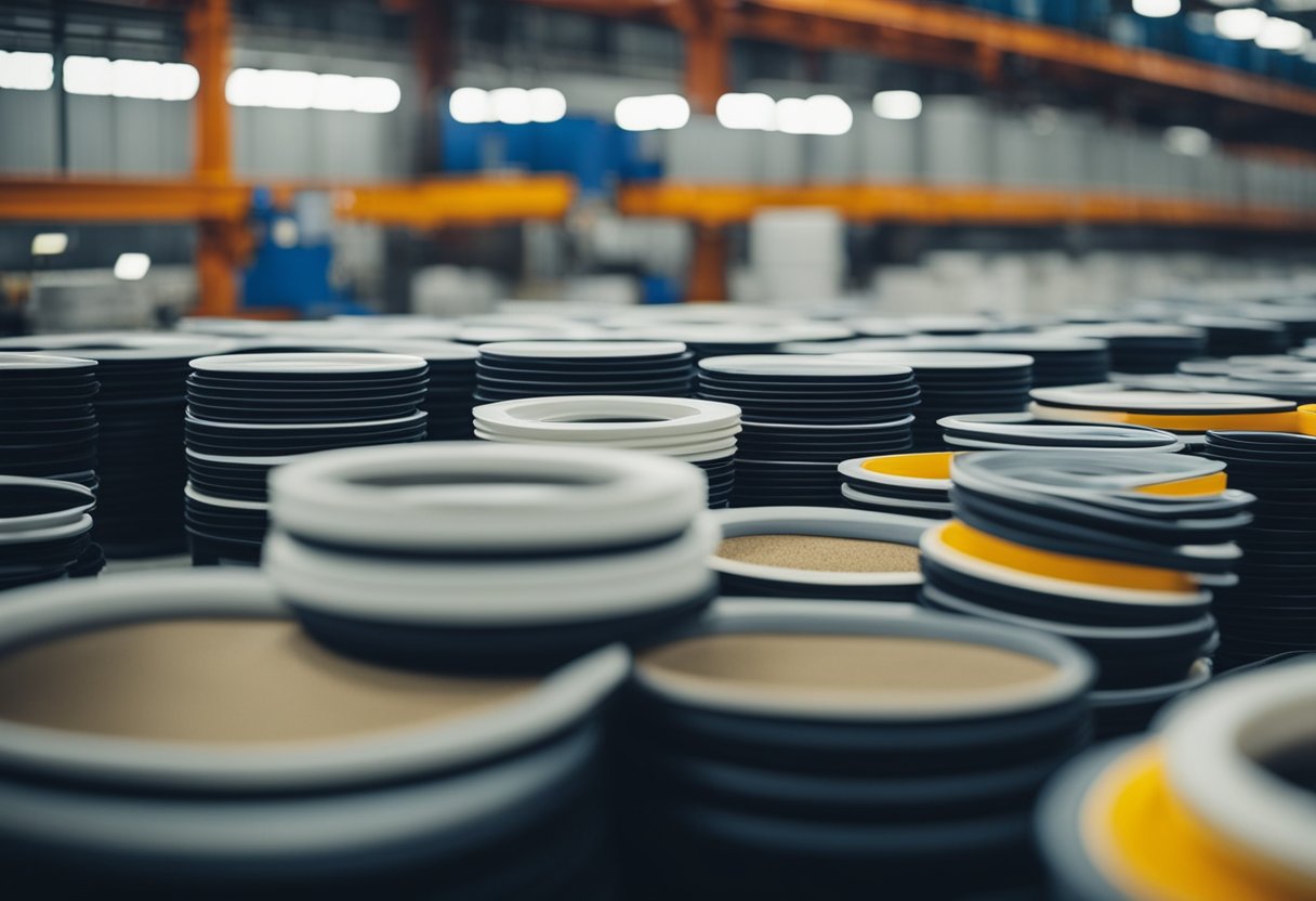 A variety of wear-resistant liners, including ceramic, rubber, and composite, displayed in a manufacturing facility