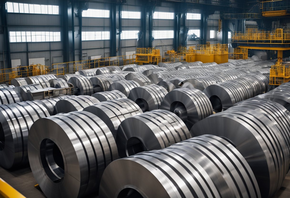 The factory floor is filled with rows of overflow ball mill liners, neatly stacked and ready for assembly