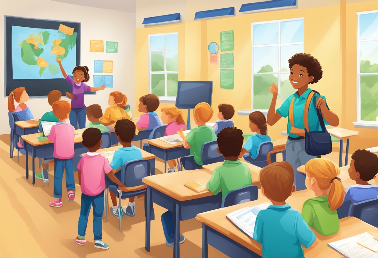 A classroom reward system in action: students earning points and receiving prizes for good behavior and academic achievement