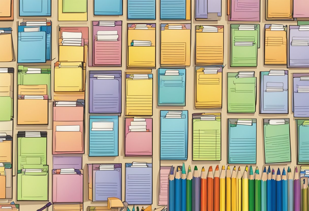 Students' names on colorful job cards hang above neatly organized classroom supplies and materials, creating a visually appealing and organized environment