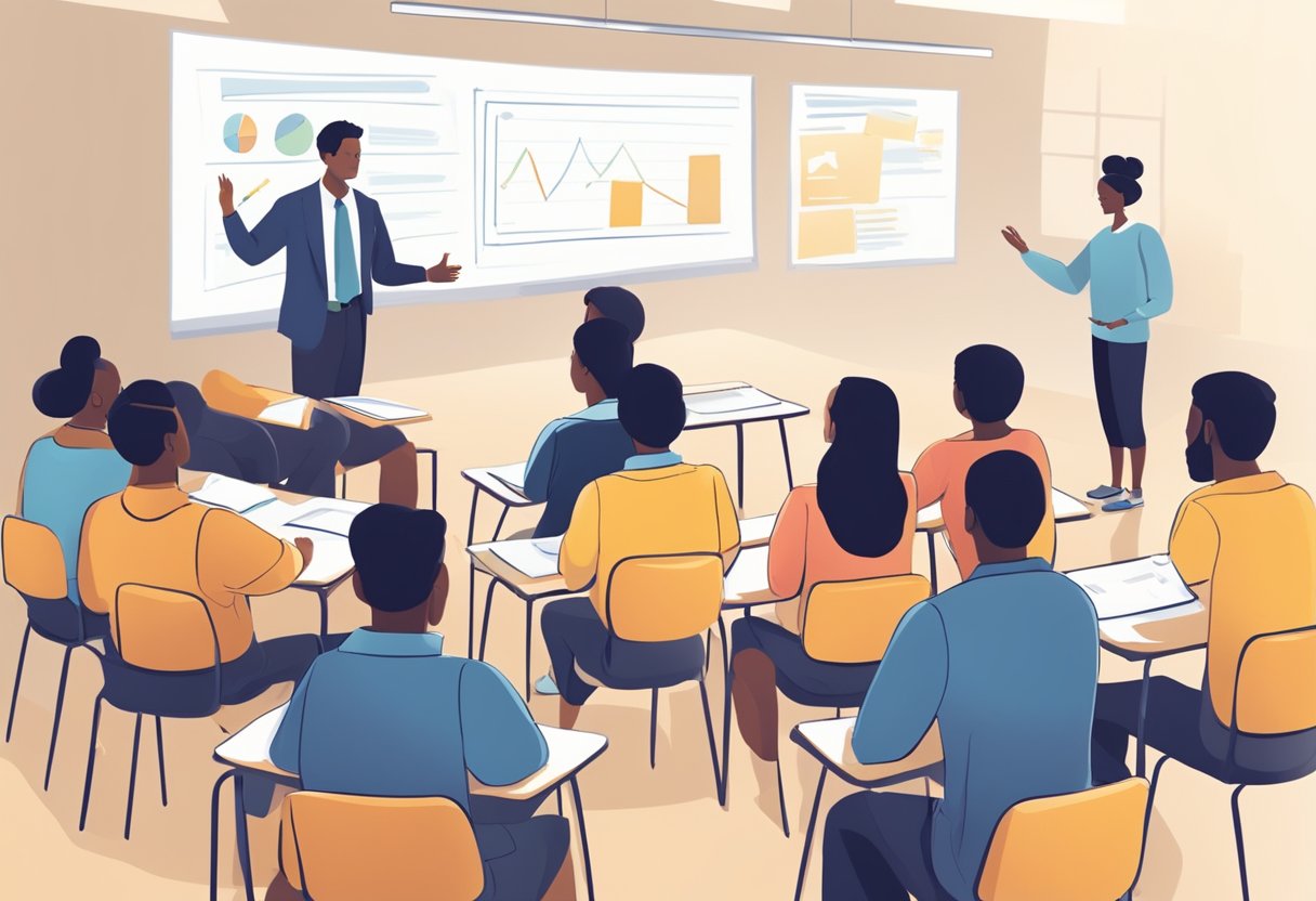 The Role of Classroom Meetings in Behaviour Management: Cultivating Cooperation and Respect behaviour management, classroom meeting LearningMole Classroom meeting in session, students actively participating, teacher leading discussion, visual aids present, engaged and focused atmosphere