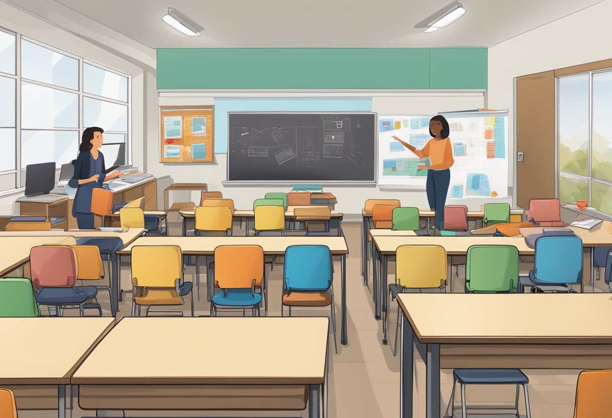 A classroom with visual aids, audio recordings, and hands-on activities for various learning styles