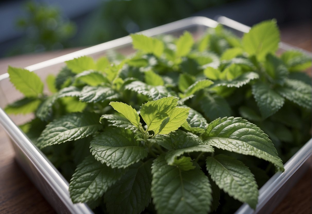 Lemon balm leaves are harvested, washed, and dried. Then, they are carefully stored in airtight containers to preserve their freshness for making tea