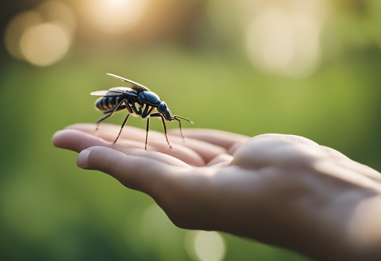 A hand holding a guide to safe and effective use of pest control products