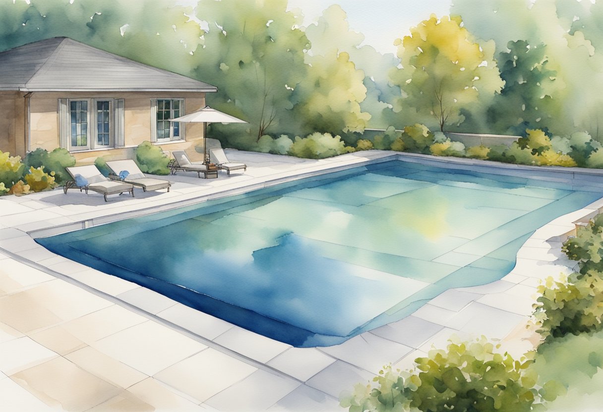 A pool cover is selected and installed onto a clean and clear swimming pool, with smooth and secure placement over the water's surface