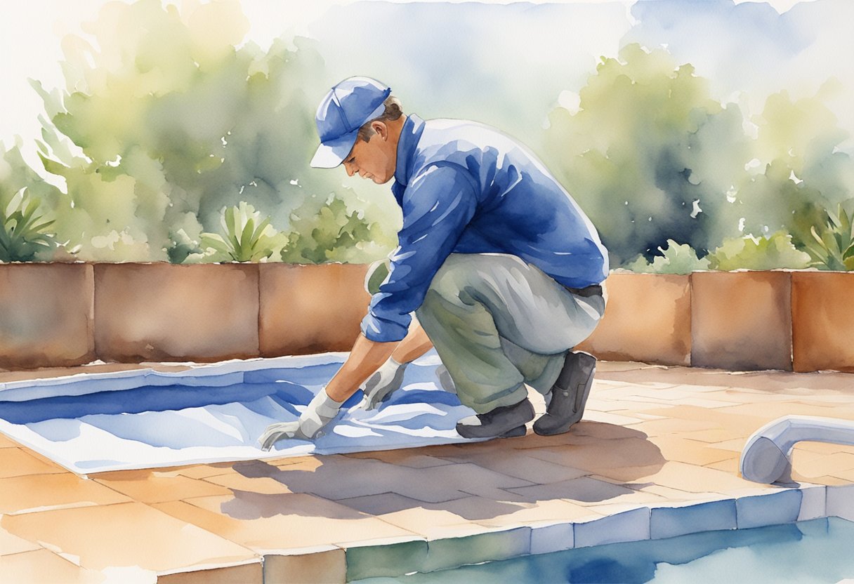 A technician installs and maintains a pool cover in Pretoria, South Africa