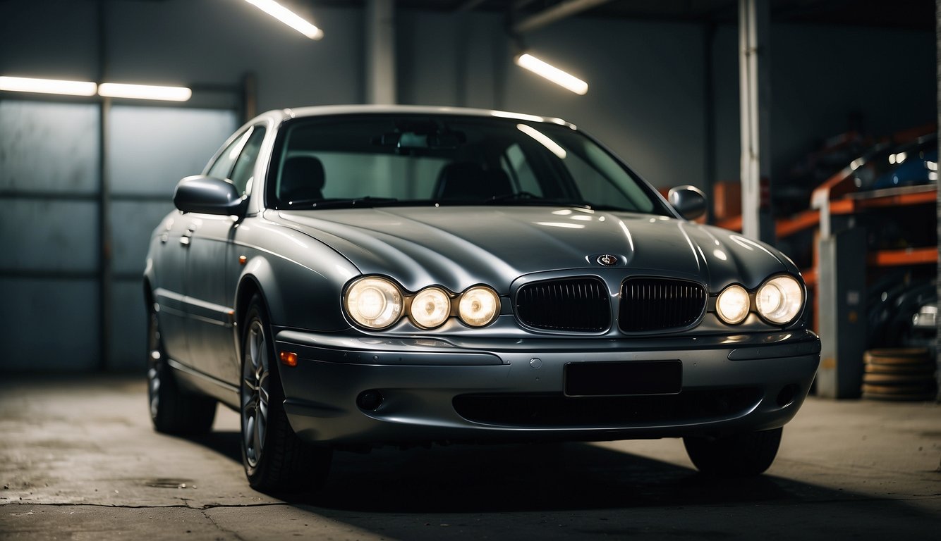A sleek, silver Jaguar X-Type