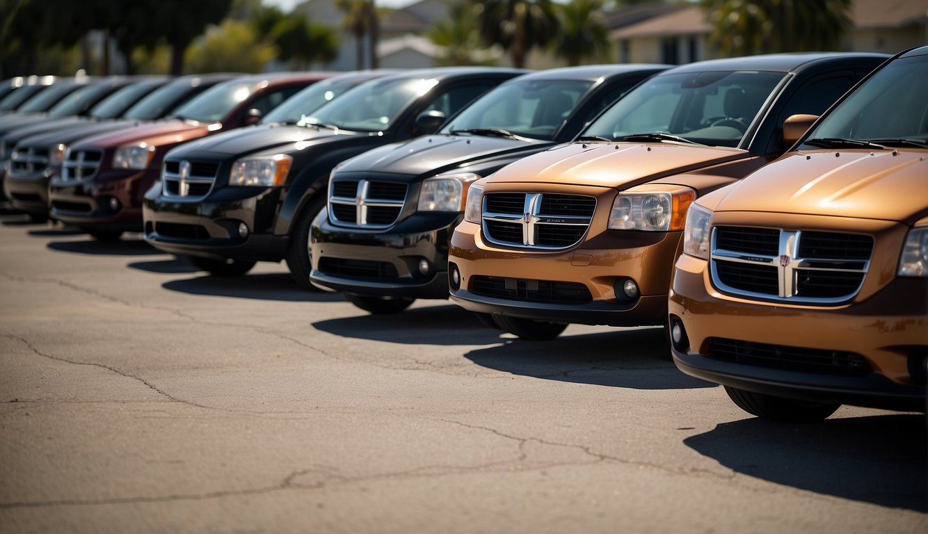 A row of Dodge Caliber cars