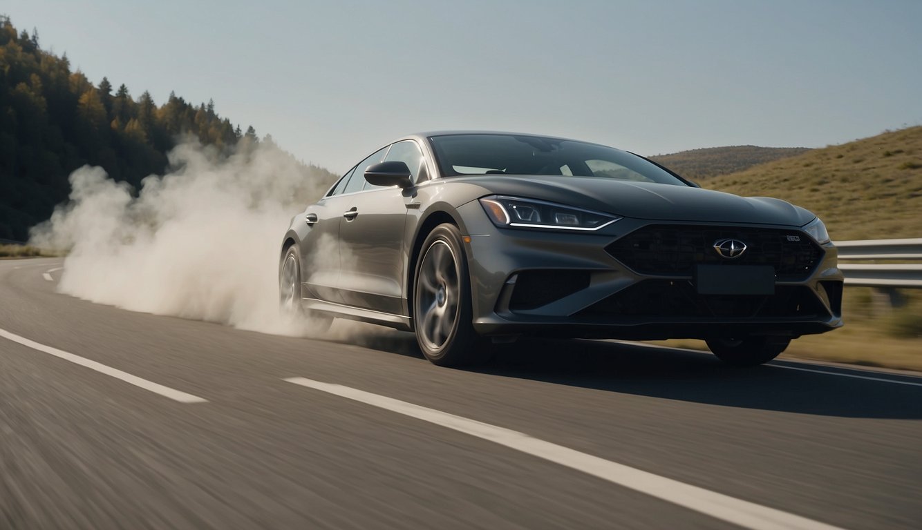 A car swerving on the highway