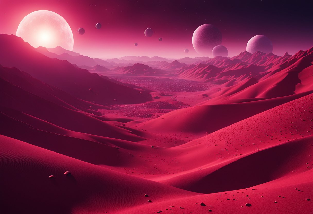 A crimson landscape stretches out, dotted with geometric structures and glowing orbs. Aelita's Mars is a surreal fusion of technology and nature, a mysterious and avant-garde world waiting to be explored