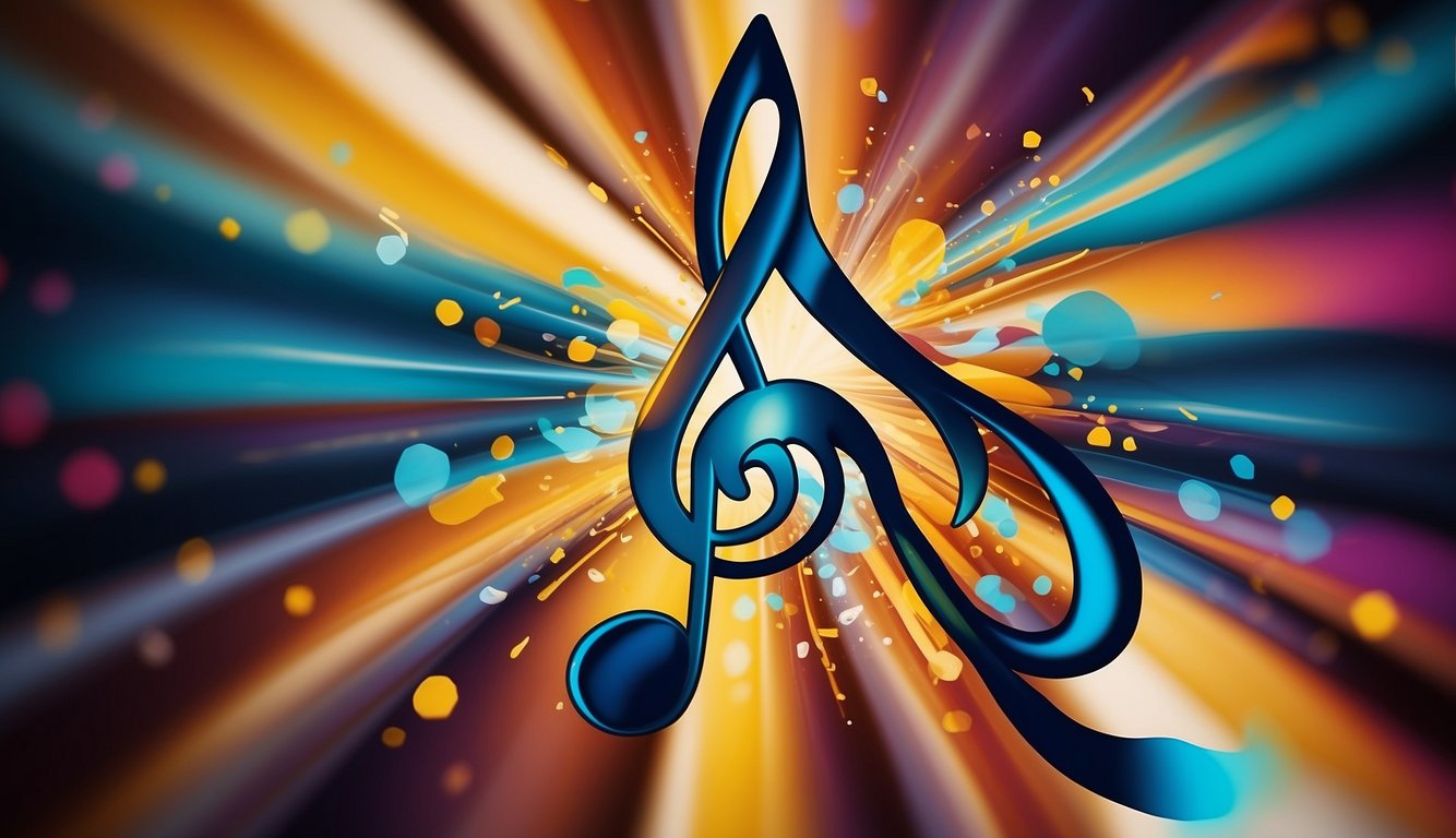 A vibrant painting of a musical note intertwined with a cross, symbolizing the fusion of Christian values and contemporary music