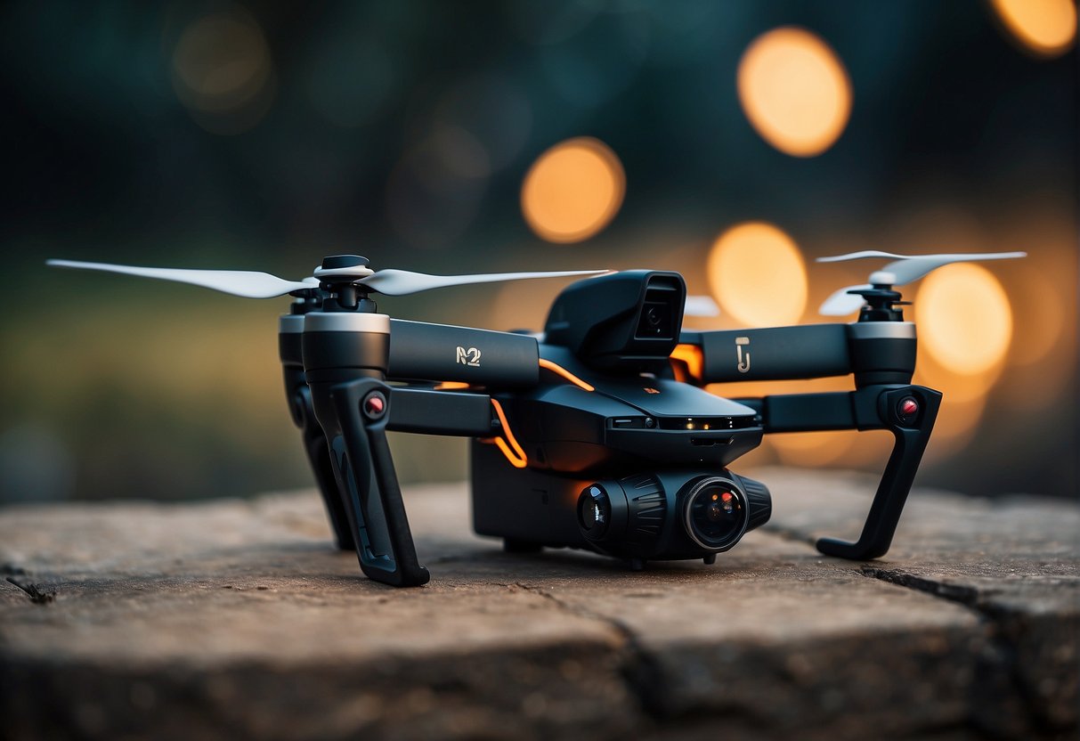 A drone charger connected to a power source, with the drone placed on top, ready to be powered up
