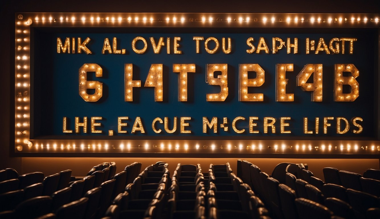 A movie theater marquee displays titles of popular Christian films