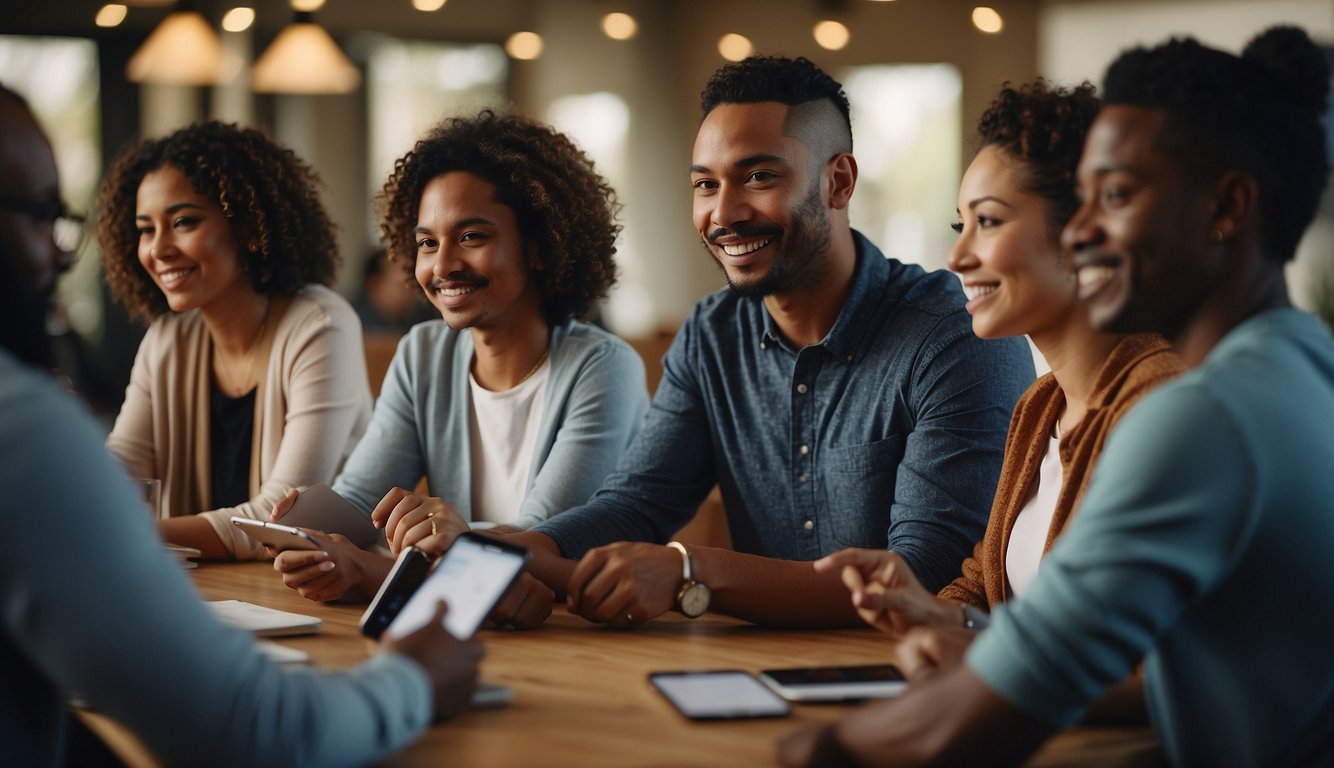 A diverse group of people working together to improve their community, with a focus on collaboration and making a positive impact