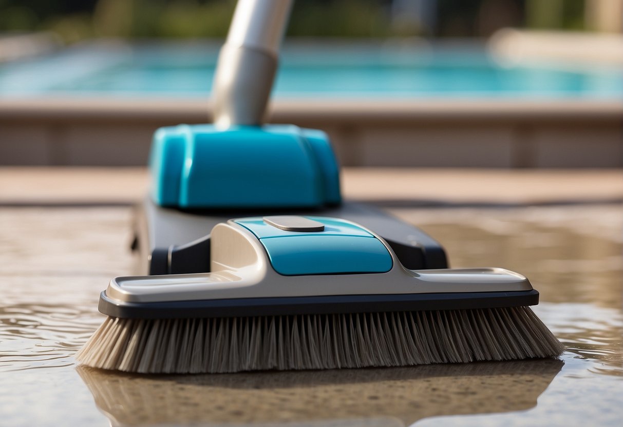 A vacuum brush glides over the pool floor, lifting dirt and debris, leaving behind a clean and hygienic surface