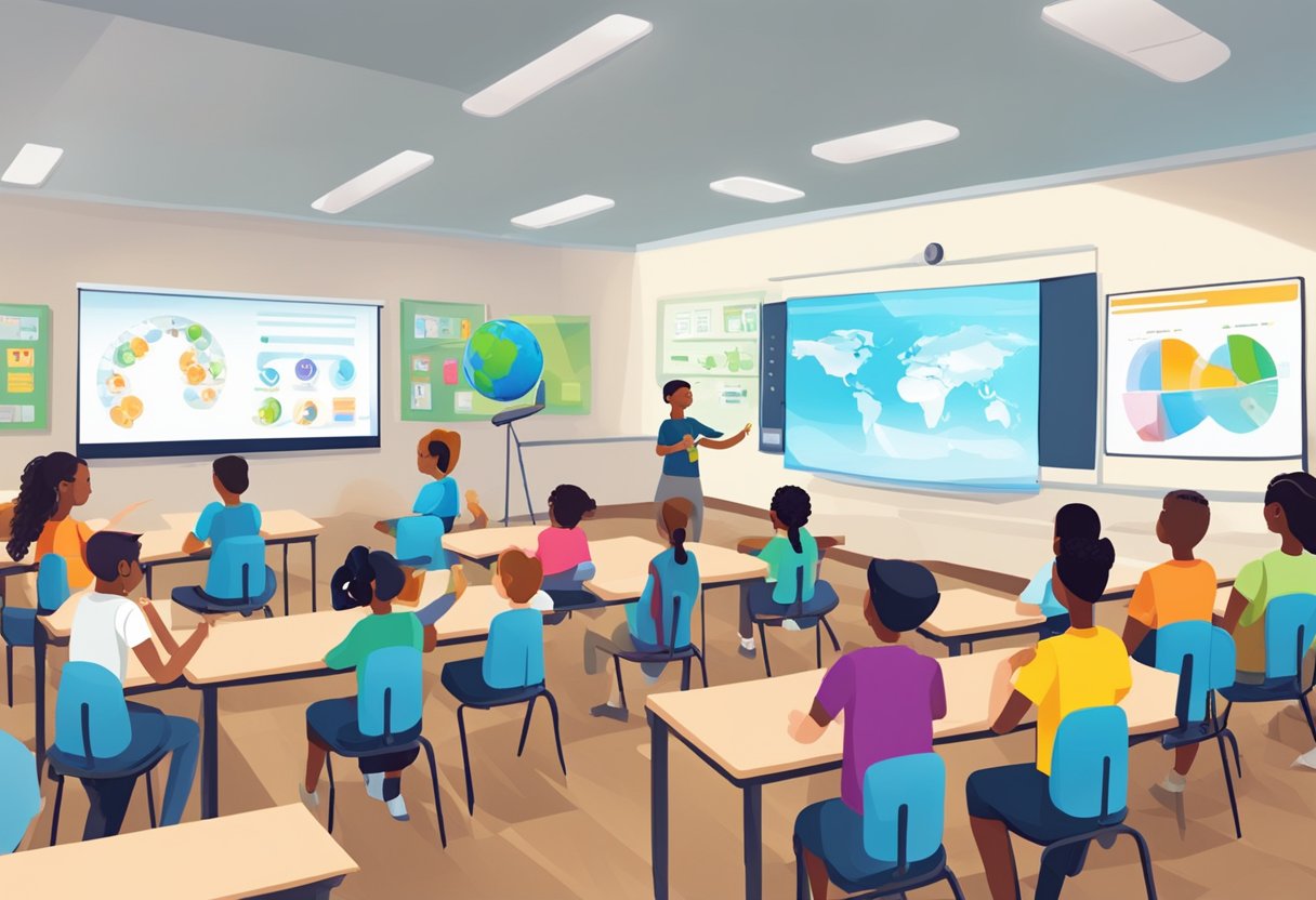 Using Game-Based Learning to Enhance Educational Outcomes: A Modern Approach to Teaching game-based,game-based learning LearningMole A classroom setting with students engaged in interactive game-based learning activities, with technology integrated into the lesson to enhance educational outcomes