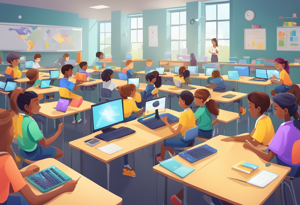 Using Game-Based Learning to Enhance Educational Outcomes: A Modern Approach to Teaching game-based,game-based learning LearningMole Students engaged in interactive game-based learning, overcoming obstacles and strategizing to achieve educational goals. Technology seamlessly integrated into the classroom environment