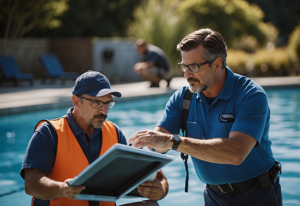 A pool technician schedules equipment inspections, tests water quality, and performs maintenance procedures