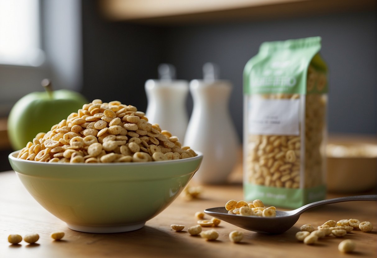 A bowl of Magic Spoon cereal sits next to a nutrition label, showcasing its diet-friendly ingredients and macronutrient breakdown