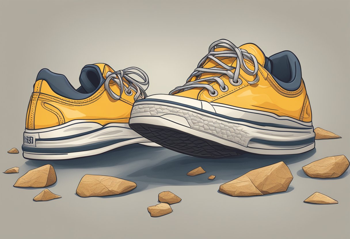 A pair of shoes on the ground, with the toes slightly spreading apart inside, showcasing the importance of toe movement for foot health