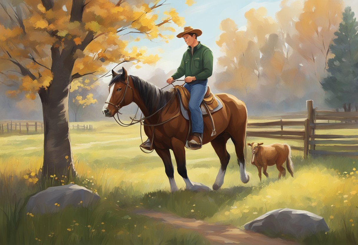 In spring, Jimmy wrangles cattle. In summer, he rides horses. In fall, he helps with branding. In winter, he repairs fences