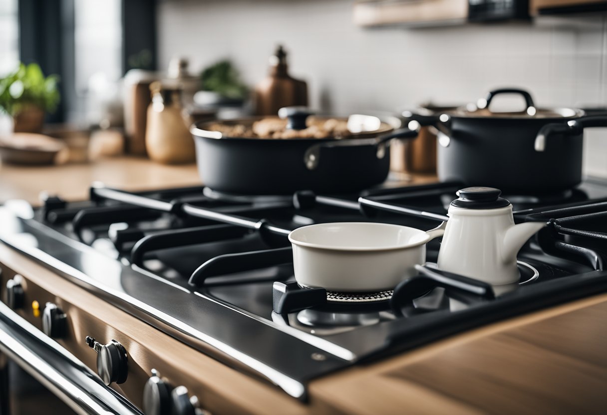 A clean stove with appropriate cleaning supplies nearby