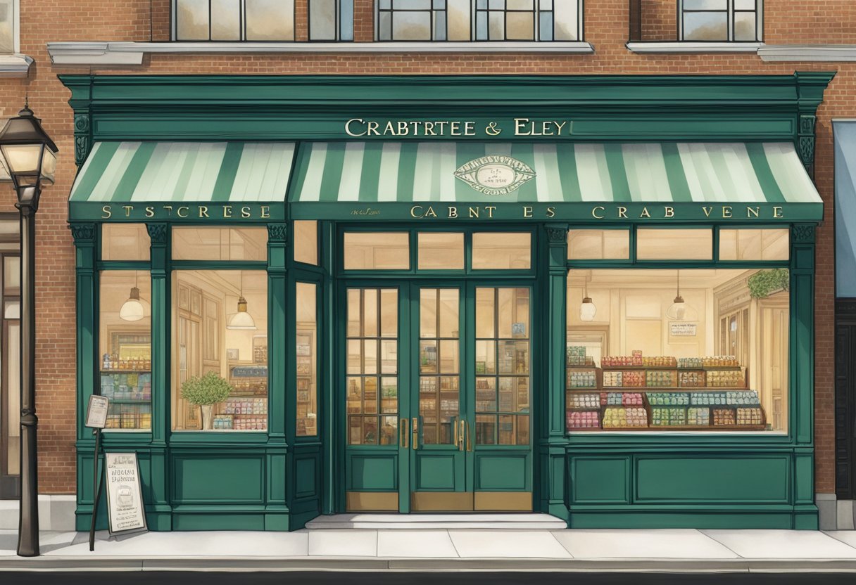 The historic Crabtree and Evelyn store, with its iconic logo and vintage storefront, stands as a symbol of the brand's rich history and heritage