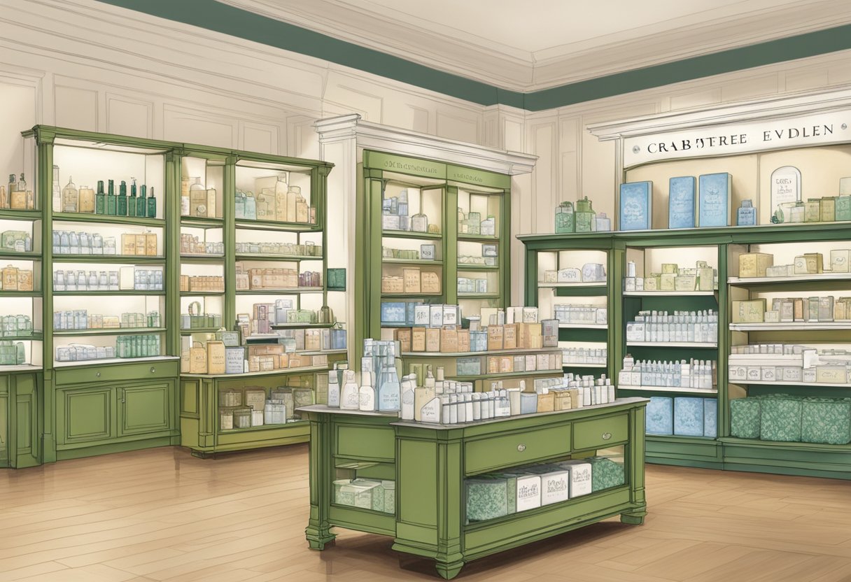 A display of Crabtree and Evelyn products with logo prominent