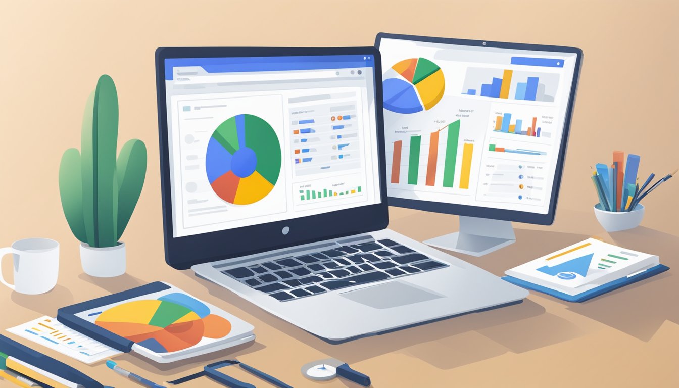 A computer screen displaying Google AdWords data being analyzed and optimized