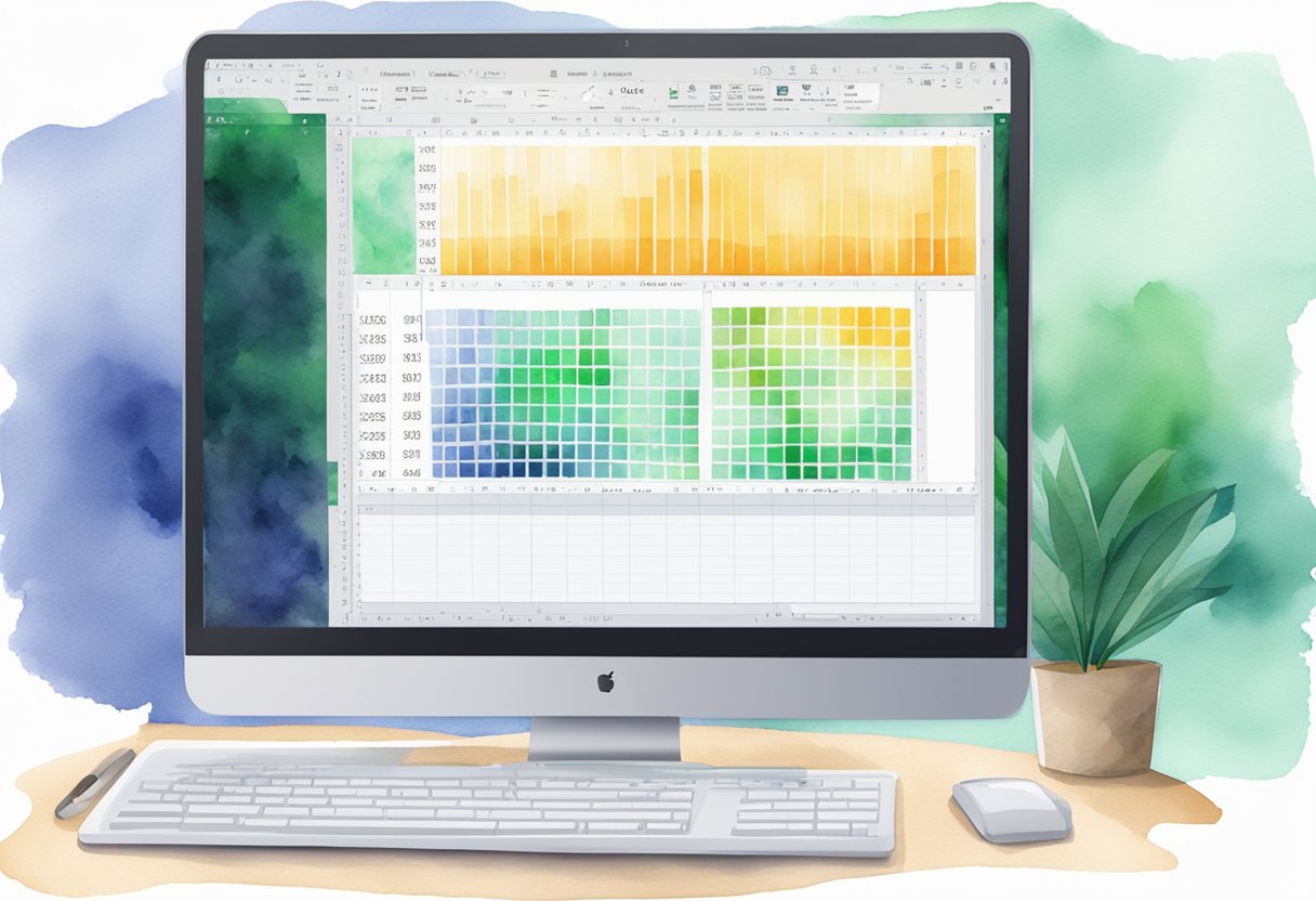 A computer screen displaying an Excel workbook with VBA code being activated. The cursor is moving through the code, highlighting different sections