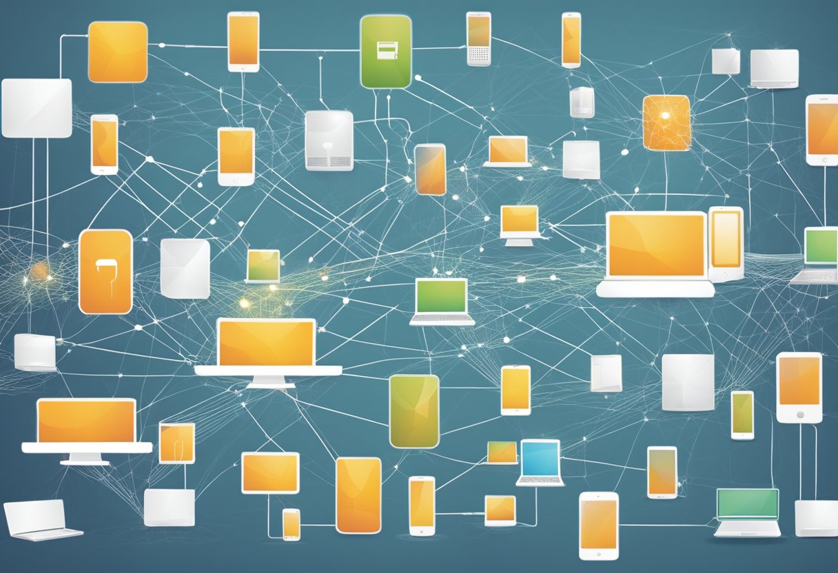 A network of interconnected devices forming a central spine, with data flowing through and integrating seamlessly