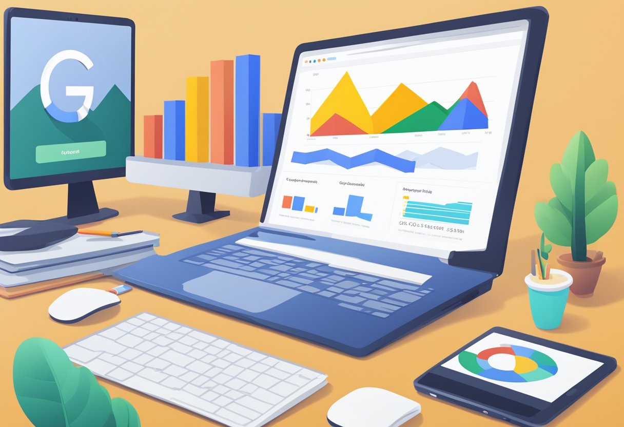 A computer screen displaying Google Ads with a graph showing increasing engagement