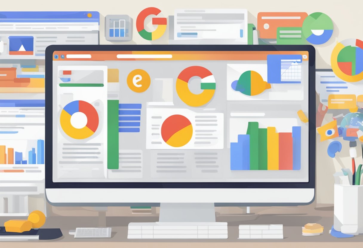 A computer screen showing Google Ads integrated with other Google services