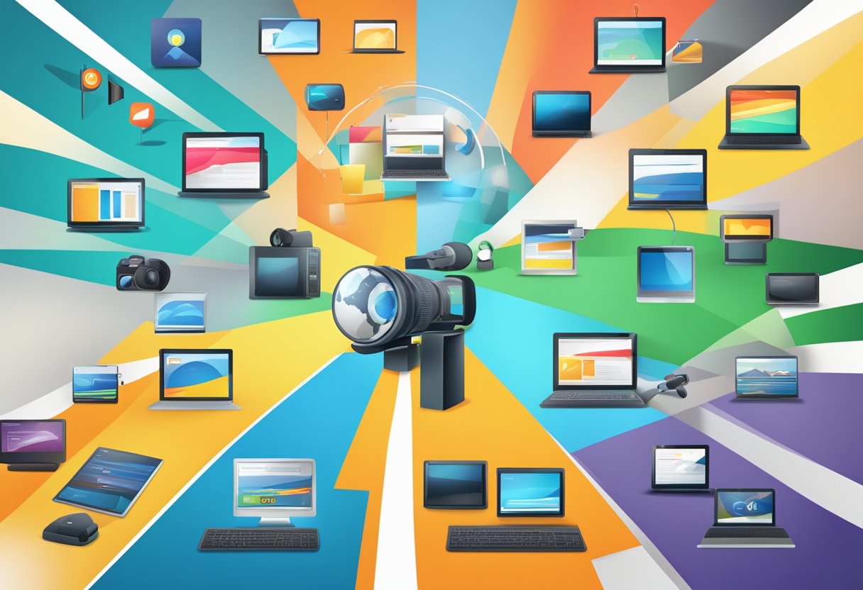 Various media channels displaying advertisements