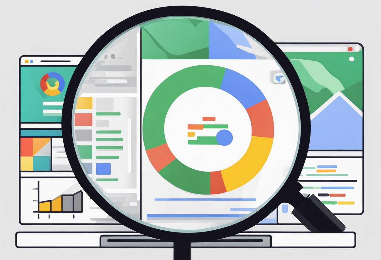 Google's accurate data displayed on a computer screen with a magnifying glass hovering over it