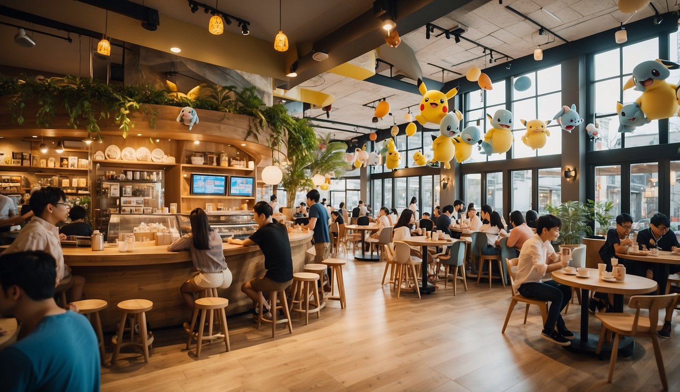 Pokemon Cafe Osaka: A Must-Visit Destination for Pokemon Fans 2024! 5 Customers eagerly enter Pokemon Cafe Osaka, greeted by colorful decor and themed menu items. The bustling atmosphere is filled with excitement and anticipation