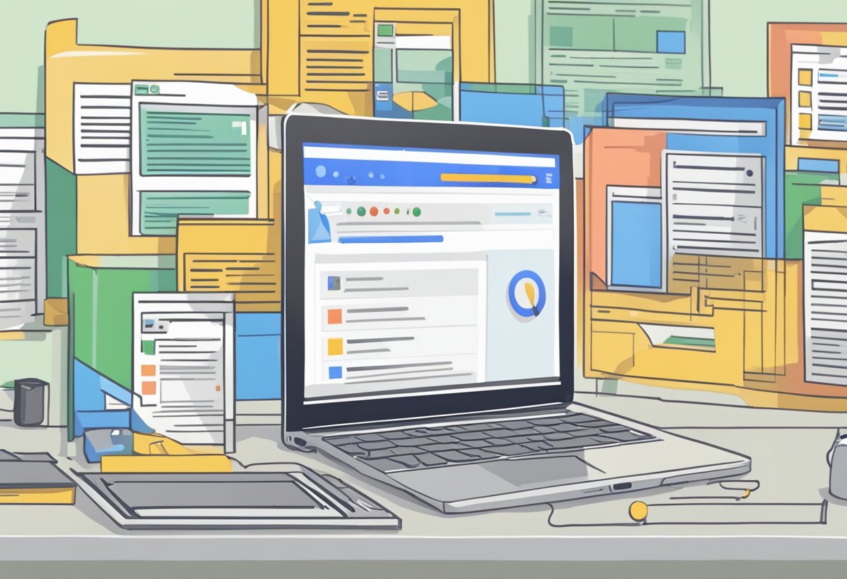 A computer screen displaying "googleads" with a cursor clicking on an ad