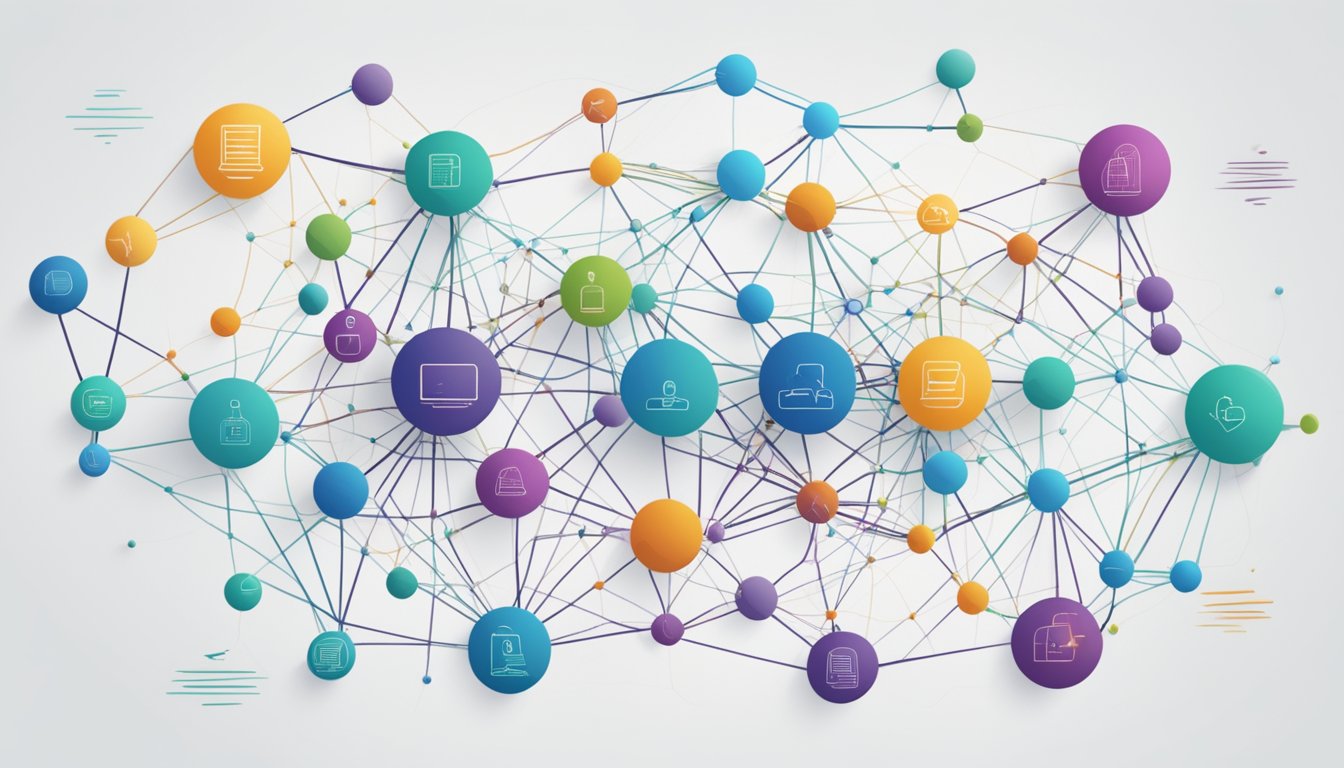 A network of digital pathways intertwining like a complex web, connecting websites and content with precision and strategy