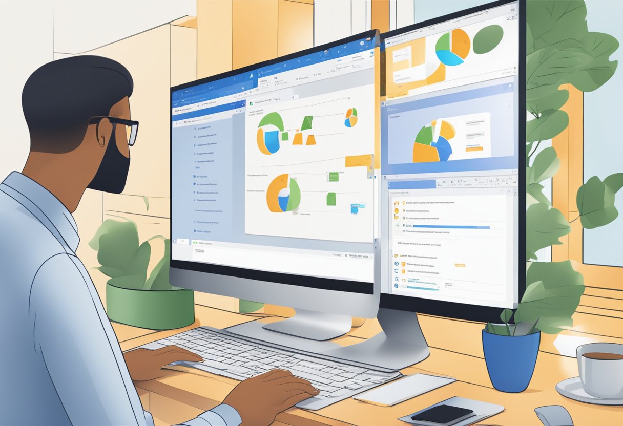 A computer screen displaying the process of setting up a Zoom meeting in Outlook, with the Outlook interface open and the user navigating through the steps