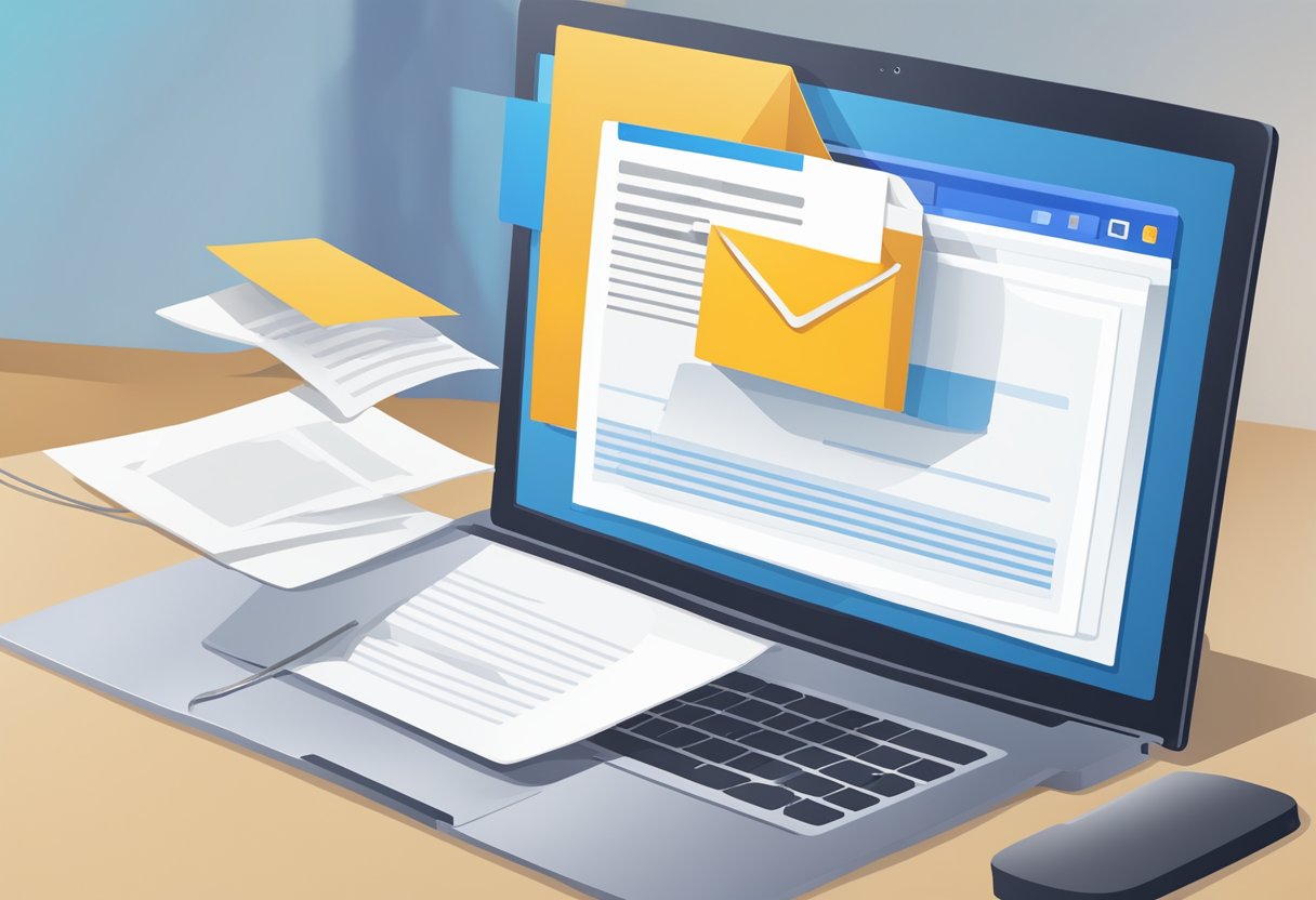 A computer screen displaying a Word document being dragged and dropped into an Outlook email composition window