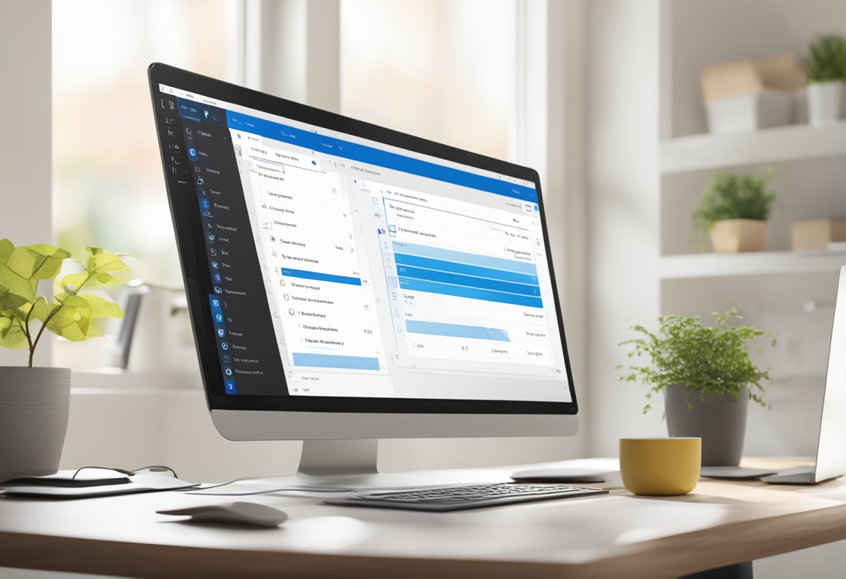 Outlook interface with poll setup feature displayed. Steps to schedule poll shown