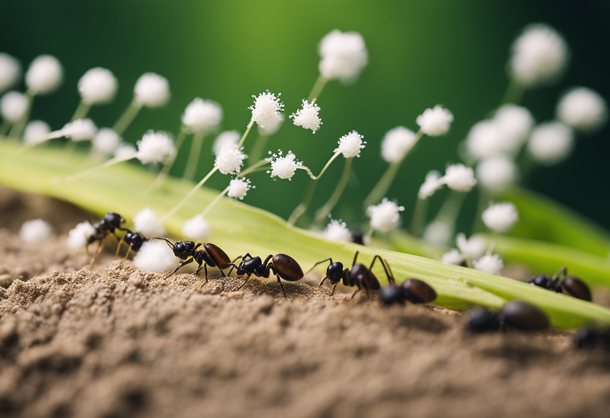 Cornstarch sprinkled in a line, ants avoiding it