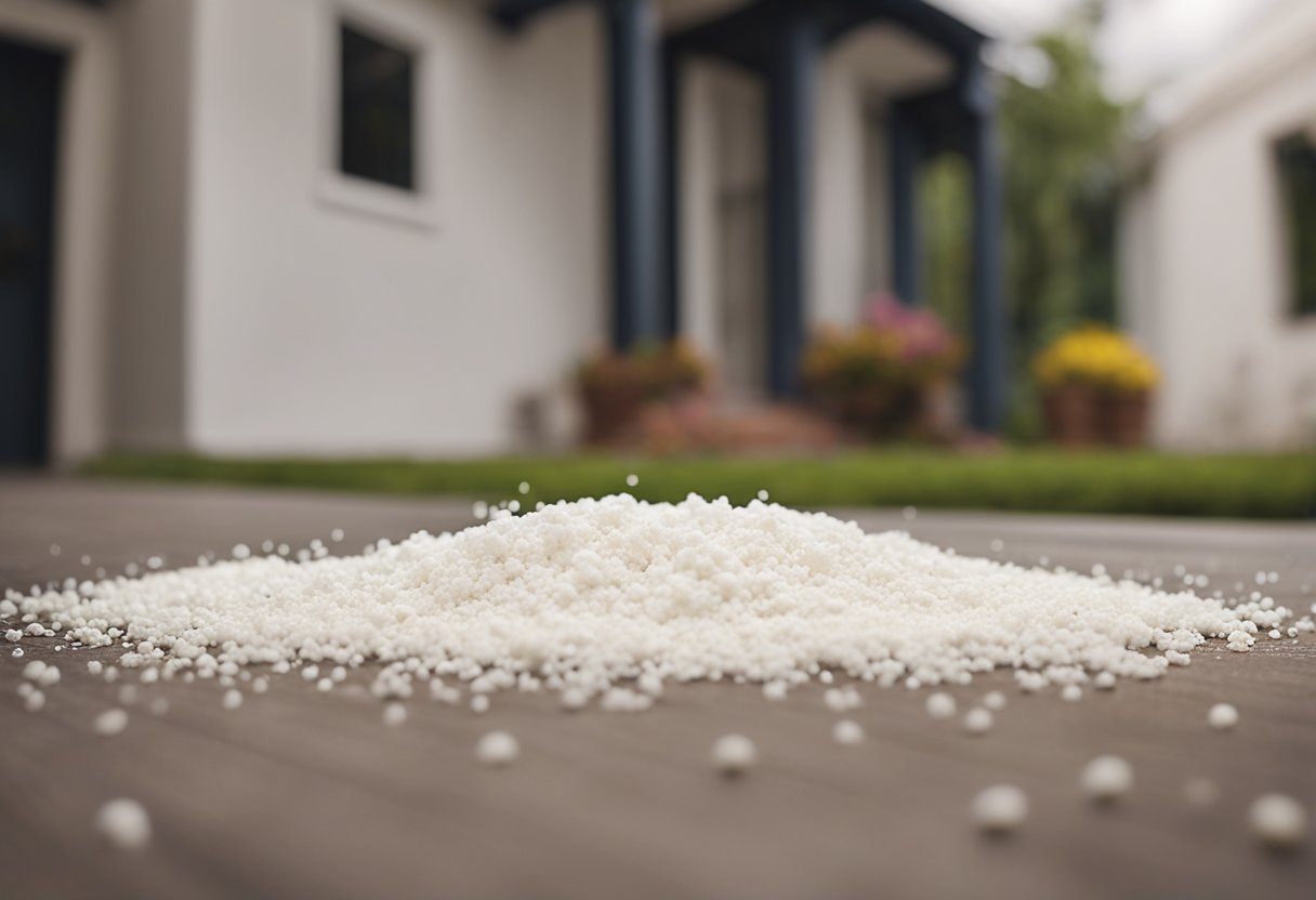 A small pile of cornstarch sprinkled near the entry points of a home, with a line of ants trailing towards it